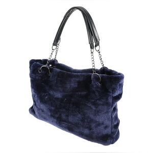 Navy Blue Soft Plush Women’s Tote Bag | Shoulder Bag